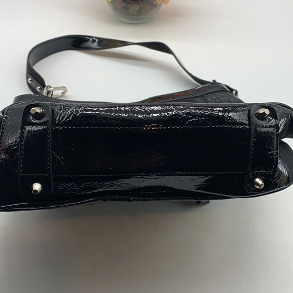 Marc Chantal M.C. Black Alligator Embossed Suede Patent Shoulder Bag. BP1607 - Picture 3 of 12